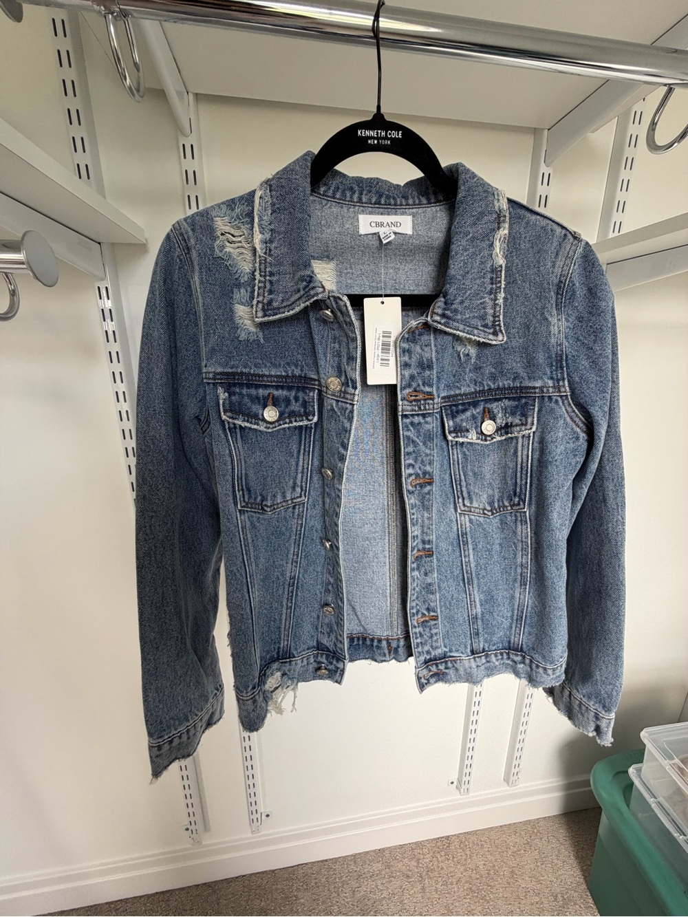 NWT CBrand Women’s Distressed Jean Jacket - Blue